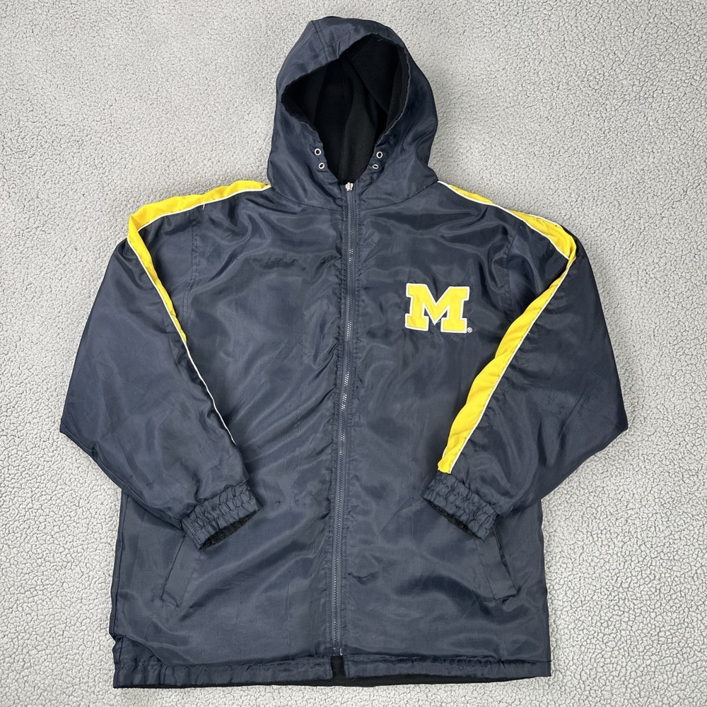 VTG Xtreme Fanz Michigan Wolverines Reversible Nylon Jacket Men XL Blue Black